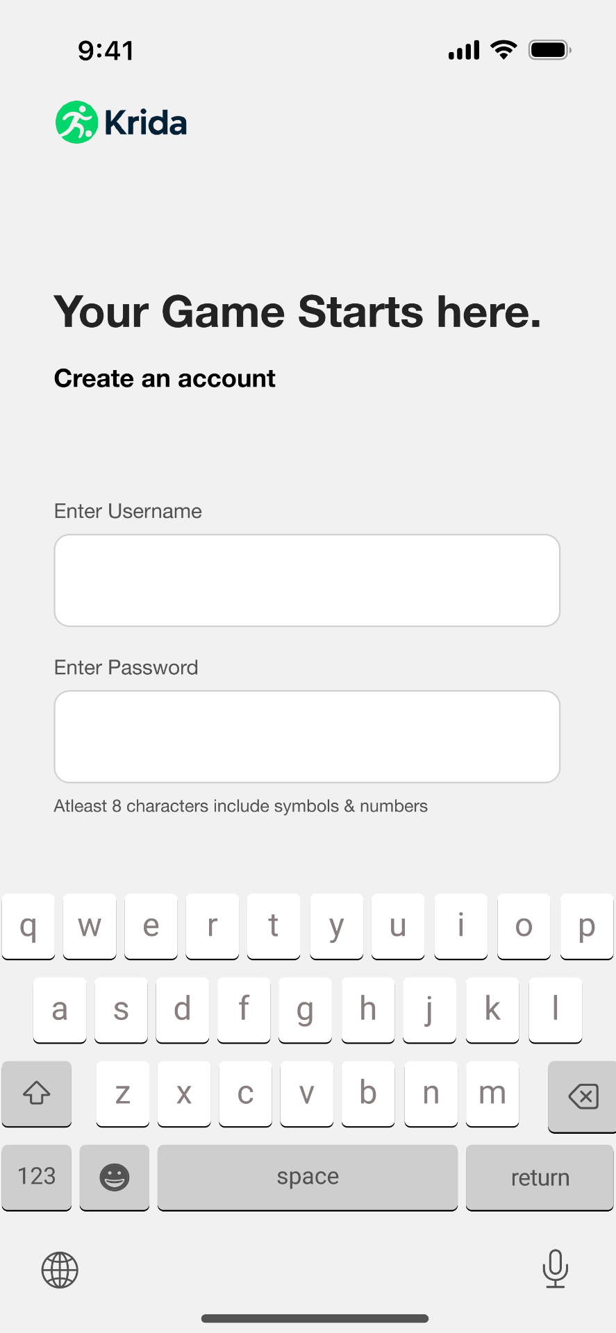 KRIDA app screen — Enter Details