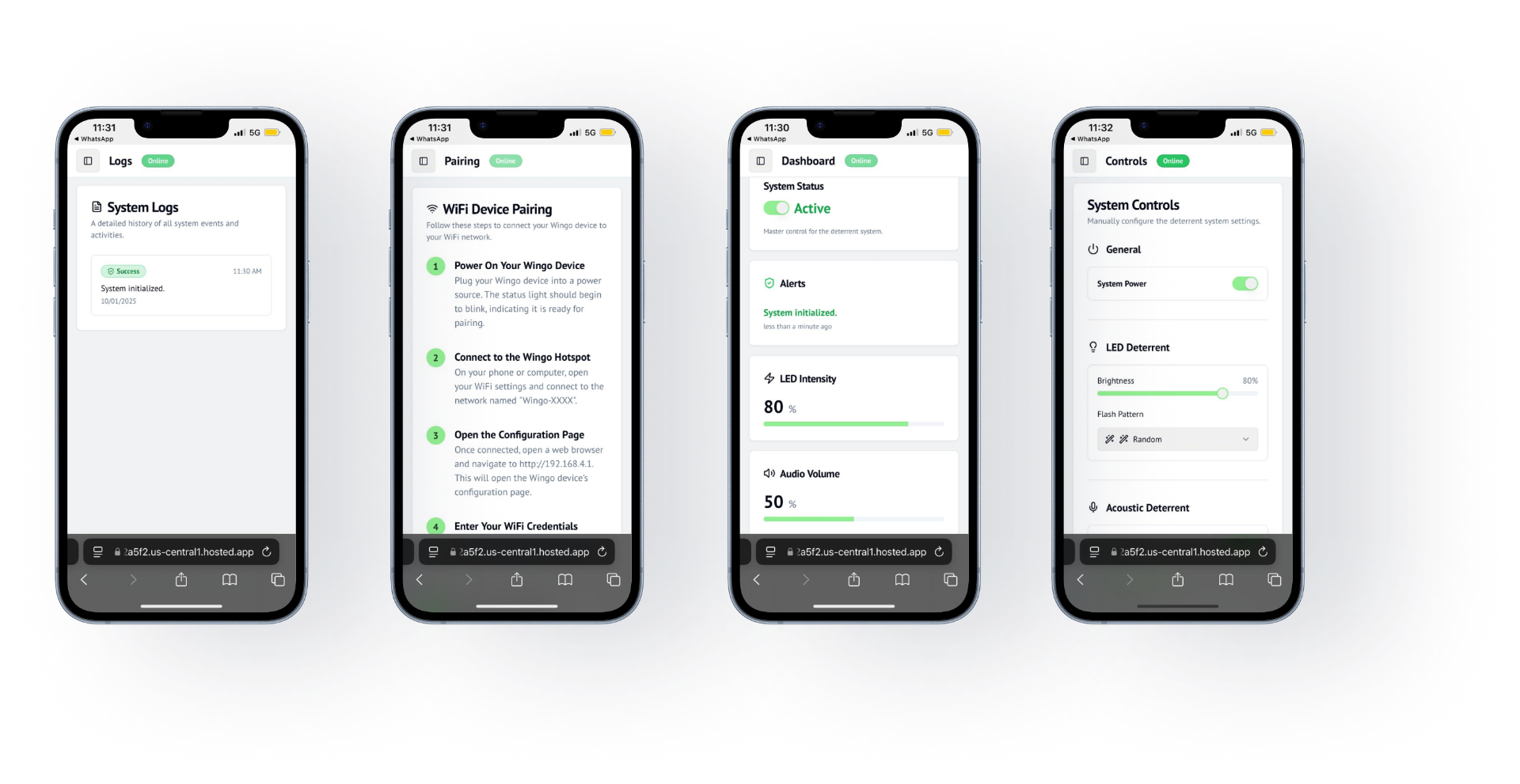 Wingo mobile app screens